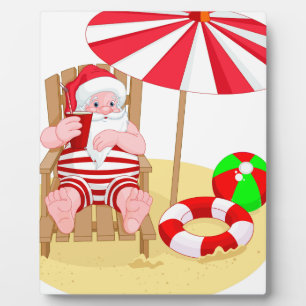 weihnachtsstrand weihnachtsmann fotoplatte