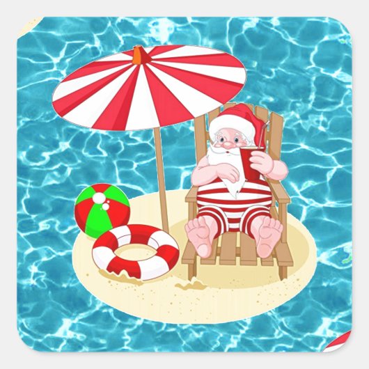 Weihnachtsstrandsklee Quadratischer Aufkleber (Vorderseite)