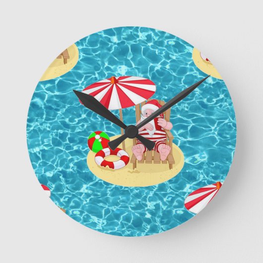 Weihnachtsstrandsklee Runde Wanduhr (Vorderseite)