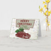 Weihnachtsstraße im Retro-Stil Karte (Gelbe Blume)