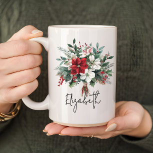 Weihnachtsstrauß Blumen-Tasse für Frauen oder Arbe Kaffeetasse