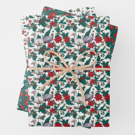 Weihnachtsstrauße und -poinsettias geschenkpapier set (Beispiel)