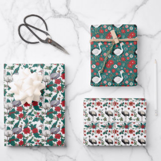 Weihnachtsstrauße und -poinsettias geschenkpapier set
