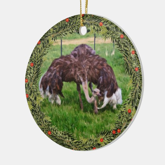 Weihnachtsstraußenfest Keramik Ornament (Links)