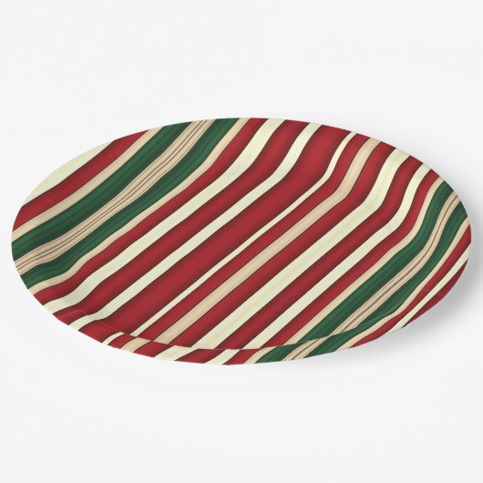 Weihnachtsstreifen-11-Papier-Teller Pappteller (Schrägansicht)