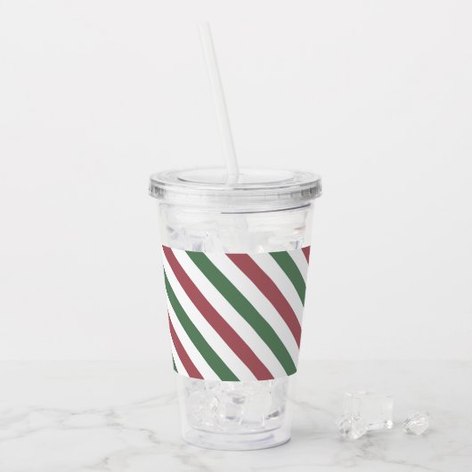 Weihnachtsstreifen Acryltrinkbecher (Vorderseite Ice)