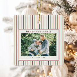 Weihnachtsstreifen Ein Foto Keramikornament