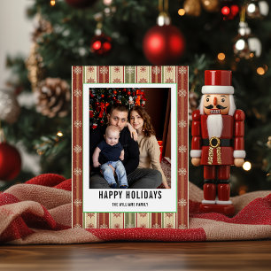 Weihnachtsstreifen Familienfest - Frohe Weihnachte Feiertagskarte