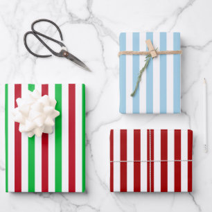 Weihnachtsstreifen Geschenkpapier Set