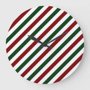 Weihnachtsstreifen Große Wanduhr