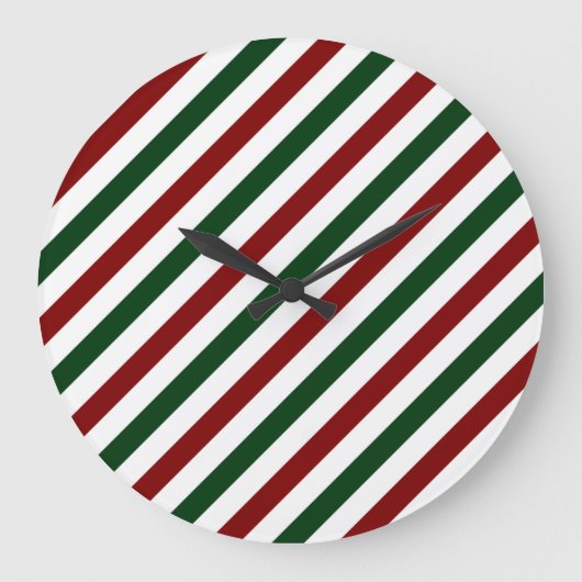Weihnachtsstreifen Große Wanduhr (Vorderseite)