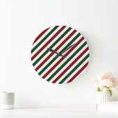 Weihnachtsstreifen Große Wanduhr (Zuhause)