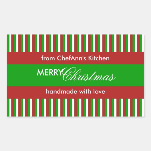 Weihnachtsstreifen, grün Kitchenette Rechteckiger Aufkleber (Vorderseite)