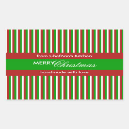 Weihnachtsstreifen, grün Kitchenette Rechteckiger Aufkleber