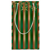 Weihnachtsstreifen in Gold, Rot und Grün Kleine Geschenktüte (Rückseite)