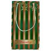 Weihnachtsstreifen in Gold, Rot und Grün Kleine Geschenktüte (Vorderseite)