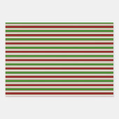 WeihnachtsStreifen in Rot, Weiß, Grün Geschenkpapier Set (Vorderseite 3)