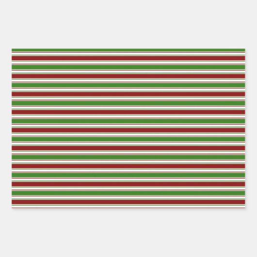 WeihnachtsStreifen in Rot, Weiß, Grün Geschenkpapier Set (Vorderseite 3)