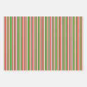 WeihnachtsStreifen in Rot, Weiß, Grün Geschenkpapier Set (Vorderseite)