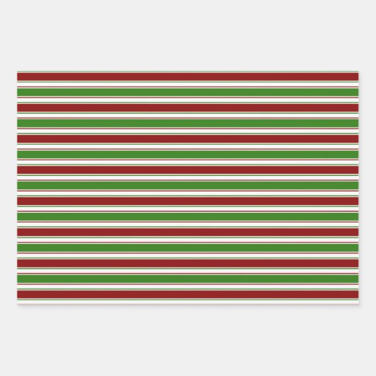 WeihnachtsStreifen in Rot, Weiß, Grün Geschenkpapier Set (Vorderseite 2)