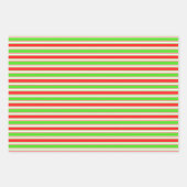 WeihnachtsStreifen in Rot, Weiß, Grün Geschenkpapier Set (Vorderseite 2)