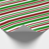 Weihnachtsstreifen in Rot, Weiß und Grün Geschenkpapier (Ecke)