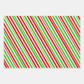 Weihnachtsstreifen in Rot, Weiß und Grün Geschenkpapier Set (Vorderseite 3)