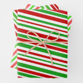 Weihnachtsstreifen in Rot, Weiß und Grün Geschenkpapier Set (Beispiel)