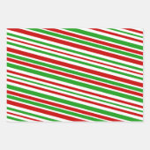 Weihnachtsstreifen in Rot, Weiß und Grün Geschenkpapier Set (Vorderseite)