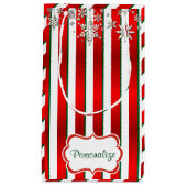 Weihnachtsstreifen in Weiß, Grün und Rot Kleine Geschenktüte (Vorderseite)