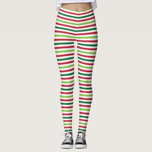 Weihnachtsstreifen Leggings (Vorderseite)