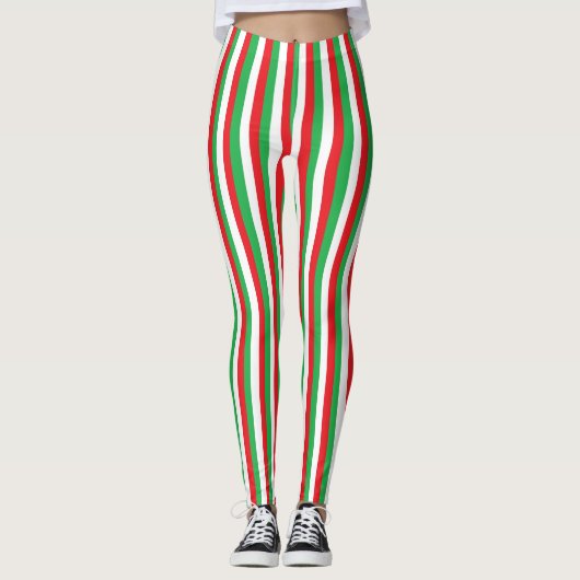 Weihnachtsstreifen Leggings (Vorderseite)