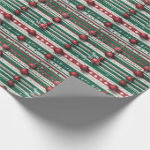 Weihnachtsstreifen mit Ornamenten und Weihnachtsdo Geschenkpapier (Ecke)