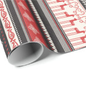 Weihnachtsstreifen mit Schneeflocken Geschenkpapier (Rolleneckpunkt)