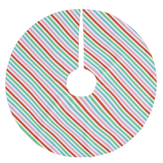 Weihnachtsstreifen | Moderne Farbenfrohe Niedliche Polyester Weihnachtsbaumdecke (Vorderseite)