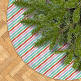 Weihnachtsstreifen | Moderne Farbenfrohe Niedliche Polyester Weihnachtsbaumdecke