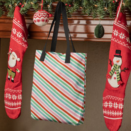 Weihnachtsstreifen | Moderne Farbenfrohe Niedliche Tasche