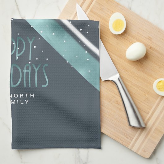 Weihnachtsstreifen Muster Aquamarin/Weiß ID862 Geschirrtuch (Viertel Falte)