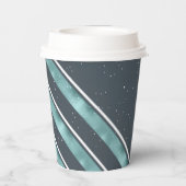 Weihnachtsstreifen Muster Aquamarin/Weiß ID862 Pappbecher (Rückseite)