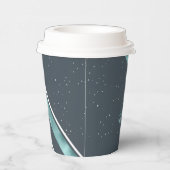 Weihnachtsstreifen Muster Aquamarin/Weiß ID862 Pappbecher (Rechts)