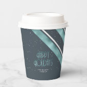 Weihnachtsstreifen Muster Aquamarin/Weiß ID862 Pappbecher (Vorderseite)