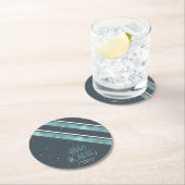 Weihnachtsstreifen Muster Aquamarin/Weiß ID862 Runder Pappuntersetzer (Vor Ort)