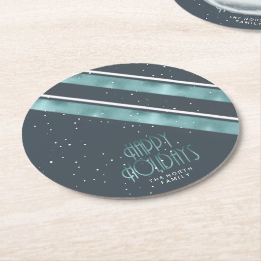 Weihnachtsstreifen Muster Aquamarin/Weiß ID862 Runder Pappuntersetzer (Angewinkelt)