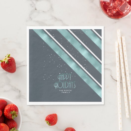 Weihnachtsstreifen Muster Aquamarin/Weiß ID862 Serviette (Beispiel)