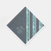 Weihnachtsstreifen Muster Aquamarin/Weiß ID862 Serviette (Ecke)