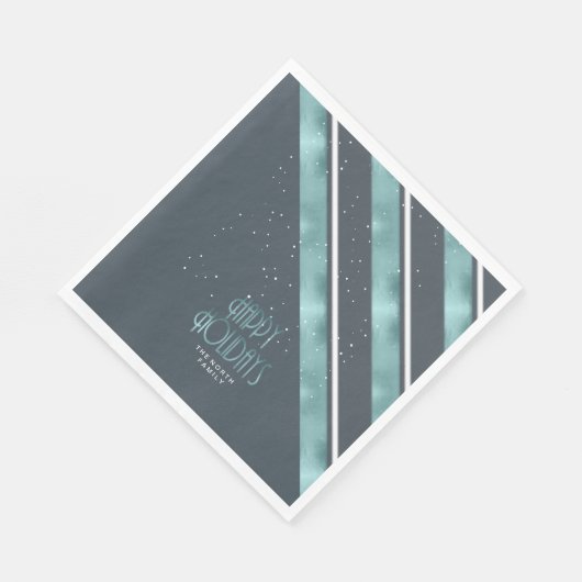 Weihnachtsstreifen Muster Aquamarin/Weiß ID862 Serviette (Ecke)