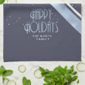 Weihnachtsstreifen Muster Blau/Weiß ID862 Geschirrtuch (Gefaltet)