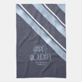 Weihnachtsstreifen Muster Blau/Weiß ID862 Geschirrtuch (Vertikal)