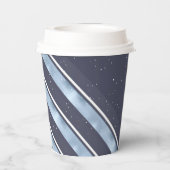 Weihnachtsstreifen Muster Blau/Weiß ID862 Pappbecher (Rückseite)