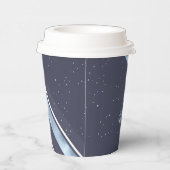 Weihnachtsstreifen Muster Blau/Weiß ID862 Pappbecher (Rechts)